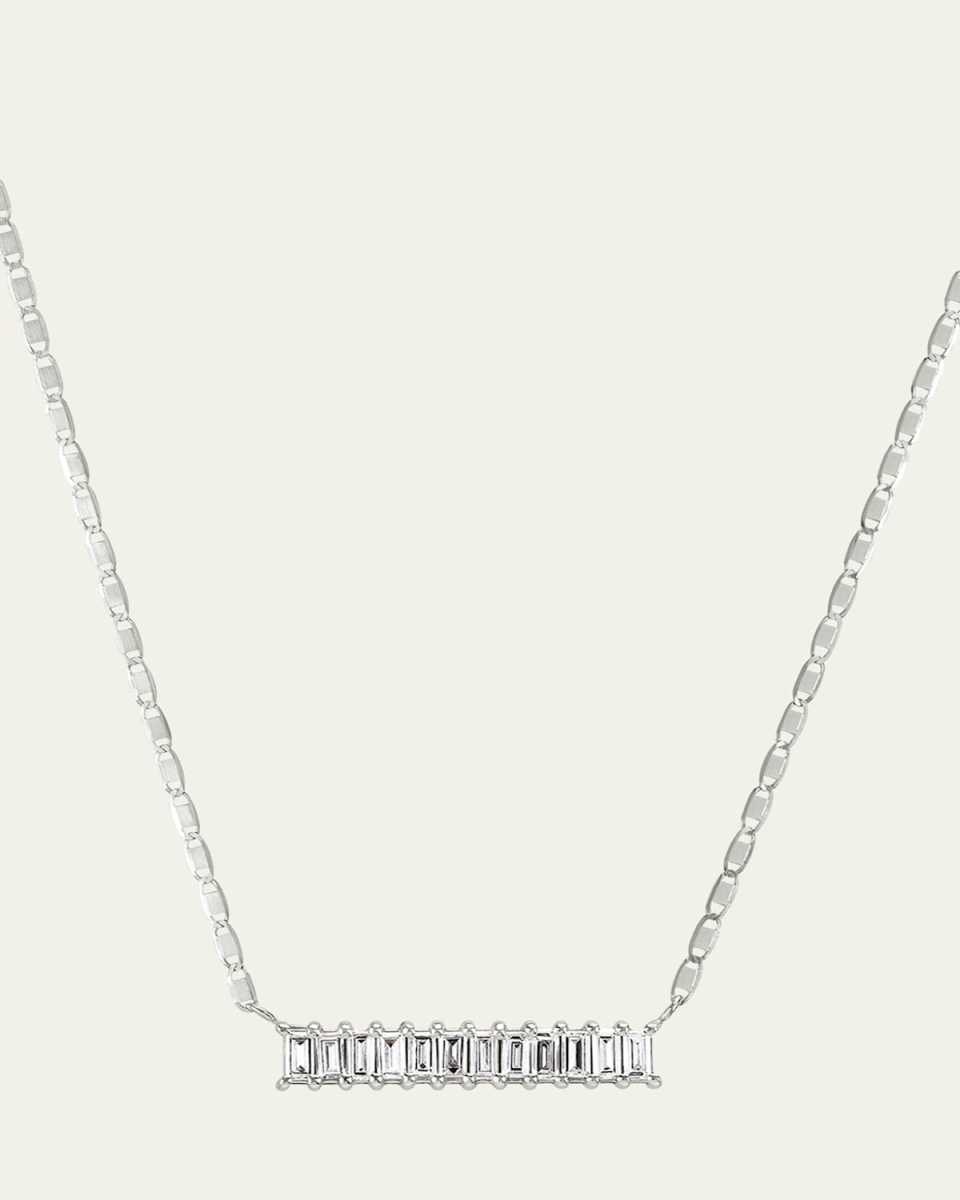 14K Gold Baguette Diamond Bar Pendant Necklace, 0.33 tcw